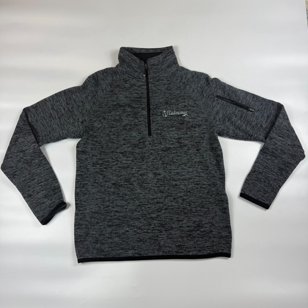 Souvenirs Northern Tadoussac Sweater Men Small Gray Long Sleeve 1/4 Zip Pullover